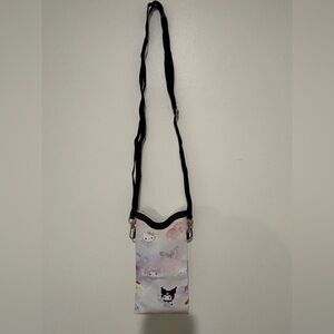 Hello Kitty Pastel Pink & Purple Butterfly Crossbody Phone Bag with Black Strap
